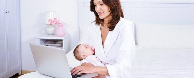 mama, bebe, ordenador